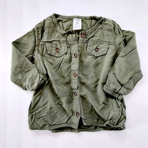 Olive Green Button‎ Down Blouse 18 month girls Carter's